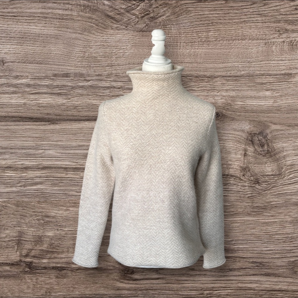 Vocabulary cream oatmeal 50% lambswool 50% angora mock turtleneck super soft S